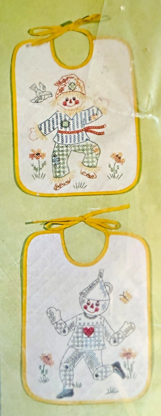 Bucilla Wizard of Oz Needlecraft Kit 2 Quilted Bibs 2482 Land Vintage NOS Sealed